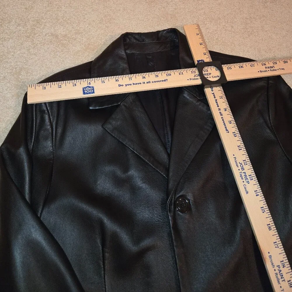 Vera Pelle Made in Italy Men's Black Leather Top Coat Size‎ 38/52 Fully Lined